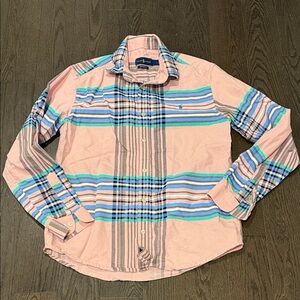 Ralph Lauren pink/blue plaid button down shirt Large